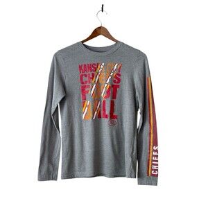 NFL‎ Boys Kansas City Chiefs Football Gray Long Sleeve T-Shirt Size Large 14/16